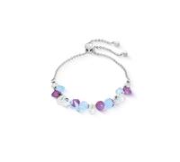 Coeur De Lion Dancing Crystals & Pearls Lilac-Blue Adjustable Slider Bracelet 1cm, 14-22cm