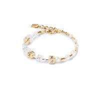 Coeur De Lion GeoCUBE Fusion Precious Pearl Mix Gold-White Gold Tone Bracelet 0.6cm, 18cm + 3cm
