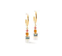 Coeur De Lion GeoCUBE Fusion Summer Sunset Gold Tone Drop Earrings 0.6 x 4.8cm