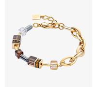 Coeur De Lion GeoCUBE Gold Smokey Quartz Chain Bracelet 4524/30-1116