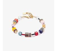 Coeur De Lion GeoCUBE Iconic Gold Tone Multi Colour Multi Stone Precious Energy Bracelet 4905/30-1592