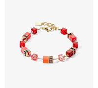 Coeur De Lion GeoCUBE Iconic Gold Tone Red Multi Stone Bracelet 2838/30-0300