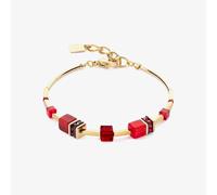 Coeur De Lion GeoCUBE Iconic Lite Gold Tone Red Multi Stone Bracelet 2800/30-0300