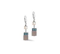Coeur De Lion Geocube Iconic Precious Aqua-Beige Drop Earrings 4.5cm