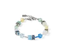 Coeur De Lion GeoCUBE Iconic Precious Aqua Green Bracelet 0.6cm, 18.5cm + 3cm