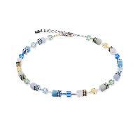 Coeur De Lion GeoCUBE Iconic Precious Aqua Green Necklace 0.6cm, 42cm + 6cm