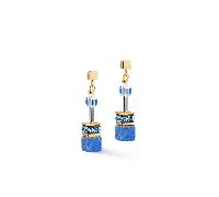 Coeur De Lion GeoCUBE Iconic Precious Blue Gold Tone Drop Earrings 0.6 x 3.2cm