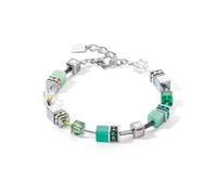 Coeur De Lion Geocube Iconic Silver & Green Bracelet 0.6cm, 18.5cm + 3cm
