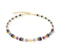 Coeur De Lion GeoCUBE Precious Classic Blue Moon Gold Tone Necklace 0.6cm, 42cm + 6cm