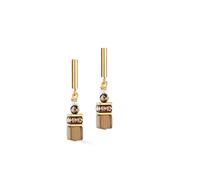 Coeur De Lion GeoCUBE Precious Fusion Pearls Mocha Mousse Gold Tone Drop Earrings 0.6 x 3.4cm