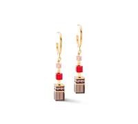Coeur De Lion Geocube Precious Statement Red Gold Tone Drop Earrings 0.8 x 6cm