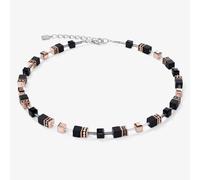 Coeur De Lion GeoCUBE Rose Gold Tone & Black Multi Stone Necklace 4018/10-1300