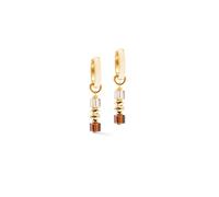 Coeur De Lion Gold Brown Wave Cube Flow Earrings - Gold
