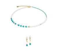Coeur De Lion Gold Princess Fusion Pearls Turquoise Cubes Gift Set - Gold