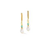 Coeur De Lion Lagoon Pearl Mint Gold Tone Drop Earrings 0.6 x 3cm
