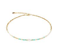 Coeur De Lion Lagoon Pearl Mint Gold Tone Necklace 0.2cm, 42cm + 6cm