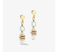 Coeur De Lion Mini Cubes Gold Tone Multi Stone Gold & White Dropper Earrings 4565/21-1416