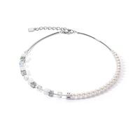 Coeur De Lion Precious Fusion Silver Pearl White Cubes Necklace - 42cm