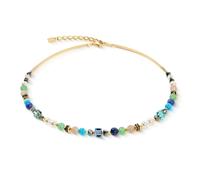 Coeur De Lion Precious Shape Mix Green-Turquoise Gold Tone Necklace 0.6cm, 42cm + 6cm