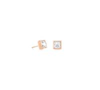 Coeur De Lion Rose Gold Tone White CZ Square Stud Earrings 0.8cm