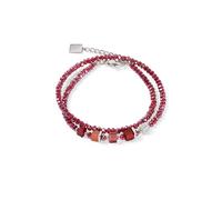 Coeur De Lion Silver Joyful Colours Red Cubes Wrap Bracelet - Silver