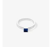 Coeur De Lion Silver Tone Blue Small Brilliant Square Princess Cut Crystal Solitaire Ring 0501/40-0742-54