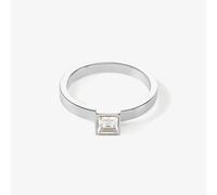 Coeur De Lion Silver Tone Small Brilliant Square Princess Cut Crystal Solitaire Ring 0501/40-1817-60
