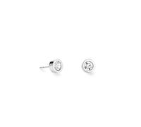 Coeur De Lion Silver Tone White CZ Round Stud Earrings 0.6cm