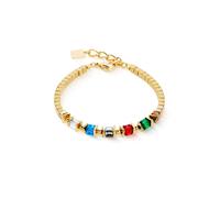 Coeur De Lion Sparkling Cubes Fusion Chain Gold-Multicolour Gold Tone Bracelet 0.4cm, 18cm + 3cm