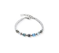 Coeur De Lion Sparkling Cubes Fusion Chain Silver-Blue Bracelet 0.4cm, 18cm + 3cm