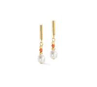 Coeur De Lion Sunset Pearl Coral Gold Tone Drop Earrings 0.6 x 3cm