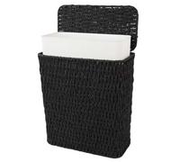Coeusy 3 Gallon Paper Rope Bathroom Trash Can,Small Wicker Trash Cans with Lid and Liner,Woven Rattan Narrow Waste Basket for Bedroom,Office,Black