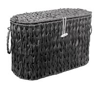Coeusy Black Toilet Paper Basket with Lid,Wicker Toilet Paper Storage Stand,Large Narrow Bathroom Towel Basket Mega Roll Container Bin for Toilet Tank,Floor