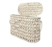Coeusy Toilet Paper Basket,Wicker Toilet Paper Storage with Lid,Toilet Paper Storage Bin Container with Handle,Decorative Boho Bathroom Toilet Paper Organizer Holder,Free Standing-Cream White