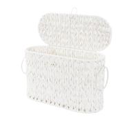 Coeusy Toilet Paper Basket,Wicker Toilet Paper Storage with Lid,Toilet Paper Storage Bin Container with Handle,Decorative Boho Bathroom Toilet Paper Organizer Holder,Free Standing-Cream White