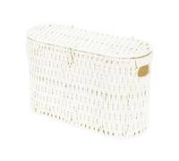 Coeusy Toilet Paper Storage Basket with Lid, Wicker Basket for Bathroom | Hand-Woven Paper Rope, Rattan Toilet Paper Holder, Organizer for 6 Mega Rolls with Handle, Boho Decorative Decor, Cream White