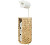 Coeusy Wicker Toilet Paper Storage with Lid,Rattan Decorative Farmhouse Holder Basket for Toilet Paper,Woven Hyacinth Bathroom 4 Rolls of Toilet Tissue Storage,Free Stand