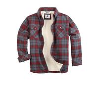 COEVALS CLUB Mens Flannel Jacket Shirt Sherpa Lumberjack Shirt Flannel Shirt Long Sleeve Checkered Snap Button Cotton Winter Shirt Jacket(Merlot Grey #57 M)