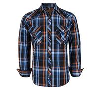 COEVALS CLUB Mens Shirts Long Sleeve Casual Push Button Plaid Suit Regular Fit Western Cowboy Pearl Snap Two Pockets Work Derss Button Up Shirts(Black & Blue #5 3XL)