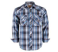 COEVALS CLUB Mens Shirts Long Sleeve Casual Push Button Plaid Suit Regular Fit Western Cowboy Pearl Snap Two Pockets Work Derss Button Up Shirts(Light Blue & Gray #10 S)