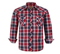COEVALS CLUB Mens Shirts Long Sleeve Casual Push Button Plaid Suit Regular Fit Western Cowboy Pearl Snap Two Pockets Work Derss Button Up Shirts(Red Black #24 L)