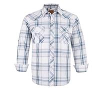 COEVALS CLUB Mens Shirts Long Sleeve Casual Push Button Plaid Suit Regular Fit Western Cowboy Pearl Snap Two Pockets Work Derss Button Up Shirts(White Plaid #28 L)