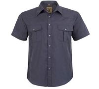 COEVALS CLUB Mens Shirts Short Sleeve Casual Push Button Plaid Suit Regular Fit Western Cowboy Pearl Snap Two Pockets Work Derss Button Up Shirts (Dark Grey 1# 4XL)