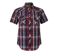 COEVALS CLUB Mens Shirts Short Sleeve Casual Push Button Plaid Suit Regular Fit Western Cowboy Pearl Snap Two Pockets Work Derss Button Up Shirts (Red Black #6 4XL)