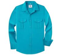 COEVALS CLUB Men's Western Long Sleeve Pearl Snap Cowboy Button Up Classic Country Design Casual Dress Shirt, #10 Barrier Reef, Large