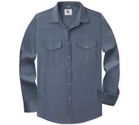 COEVALS CLUB Men's Western Long Sleeve Pearl Snap Cowboy Button Up Classic Country Design Casual Dress Shirt, #2 Light Gray, 3XL