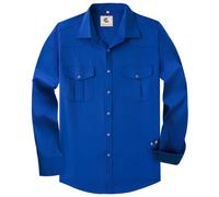 COEVALS CLUB Men's Western Long Sleeve Pearl Snap Cowboy Button Up Classic Country Design Casual Dress Shirt, #8 Royal Blue, Medium