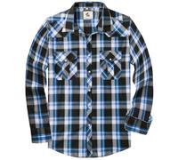 COEVALS CLUB Men's Western Long Sleeve Pearl Snap Cowboy Button Up Classic Country Design Casual Dress Shirt, 19# Black & Blue, XXL