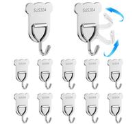 COEWUR 12 Pack Adhesive Wall Hooks, 304 Stainless Steel Heavy Duty Sticky Hooks for Hanging, Reusable Removable Hanging Hook for Utility Towel Coat Bath Ceiling Key Picture Silver