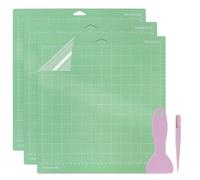 COEWUR 3pcs Standard Grip Cutting Mat for Cricut 12x12 inch Adhesive Sticky Green Cut Mat for Cricut Maker/Explore One/Air/Air 2 with Tweezers and Scraper for Scrapbook, Fabric & Papercraft